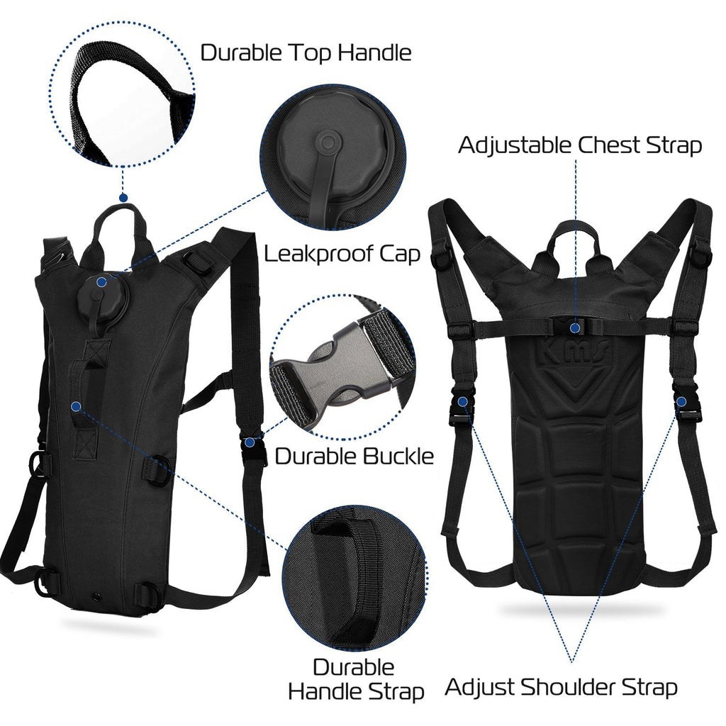 iMounTEK Tactical Hydration Pack 3L Water Bladder Adjustable Water Drink Backpack for Hiking Cycling Climbing Running